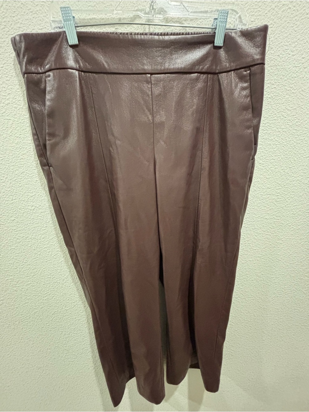 Chico's Faux Leather Wide-Leg Pants in Mauve-Brown